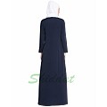 Front open abaya with embroidery- Blue-White Front open abaya with embroidery- Blue-White